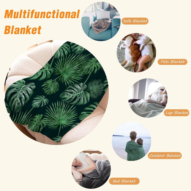 YeeJu Tropical Large Throw Blanket Green Plant Leaf Blanket Throw Blanket for Couch Sofa Bed Soft Cozy Fuzzy Plush Fleece Blankets and Throws Spring Summer Decorative Gift Blanket 50x70 - Image 5